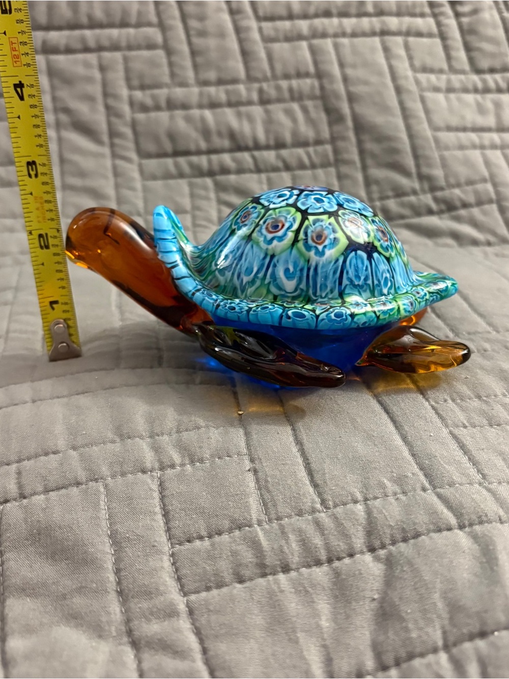 Millefiori Sea Turtle Art Glass Paperweight Figurine - Picture 9 of 13